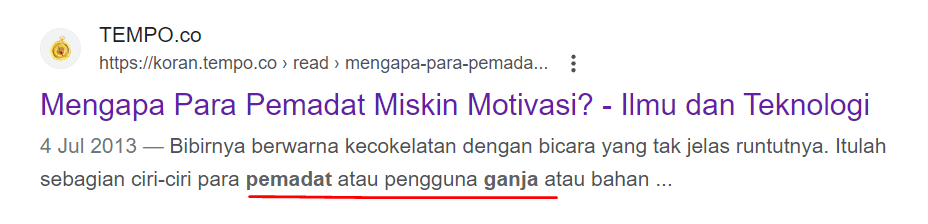 pengguna ganja bukan pemadat